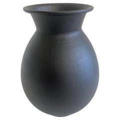 Mid Century Black Matte Glazed Porcelain Vase