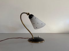 Mid-Century Black Metal and Brass Bedside Lamp, 1950s, Germany