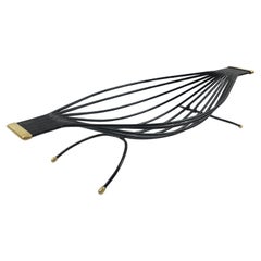 Centre de table zoomorphe en métal noir et laiton du milieu du siècle, années 1960