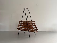 Mid-century Black Metal and Wicker Magazine - Newspaper Stand, 1960s, Germany