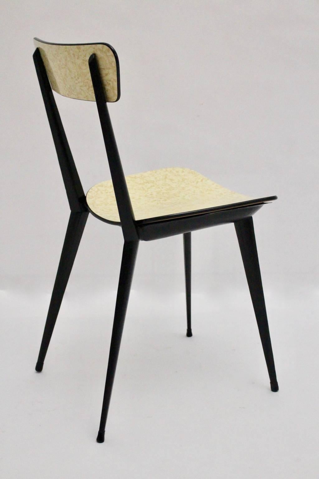 Mid Century Modern Black Metal Dining Chairs Style Carlo di Carli, Italy 1950s For Sale 1