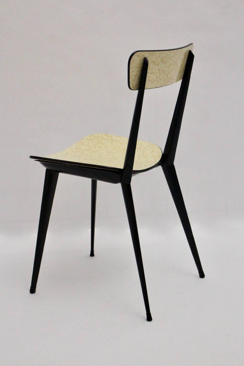 Mid Century Modern Black Metal Dining Chairs Style Carlo di Carli, Italy 1950s For Sale 2