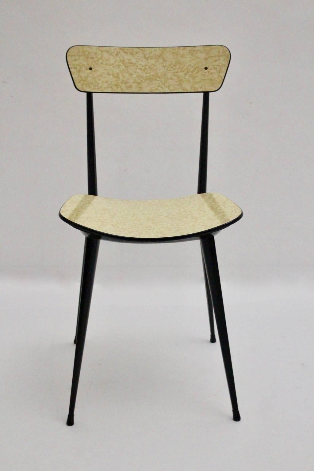 Mid Century Modern Black Metal Dining Chairs Style Carlo di Carli, Italy 1950s For Sale 4