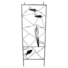 Mid Century Black Metal Room Divider Planter, 1970s