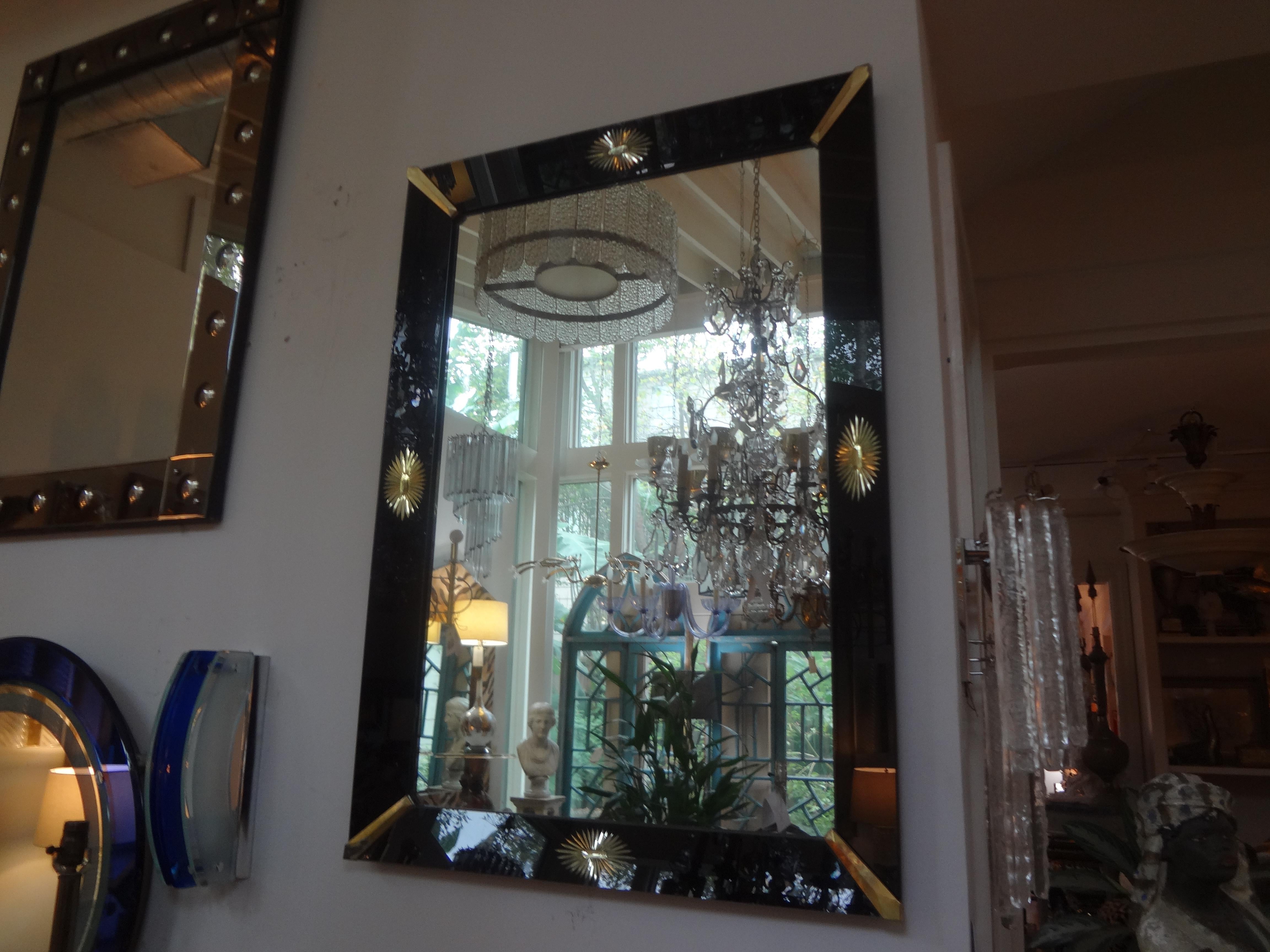 Mid-20th Century Neoclassical Style Black Venetian Mirror with Gilt Stars