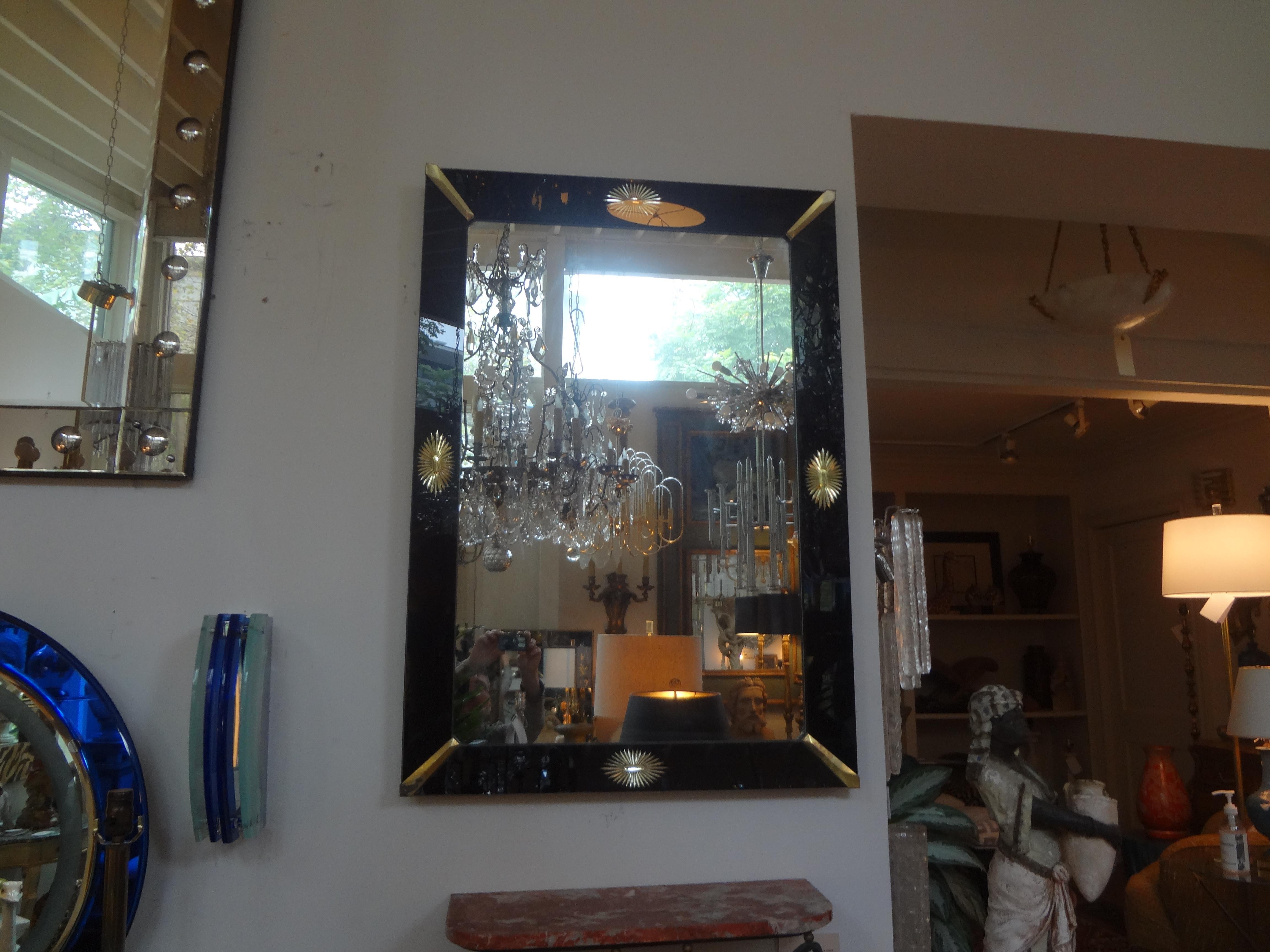 Neoclassical Style Black Venetian Mirror with Gilt Stars 1