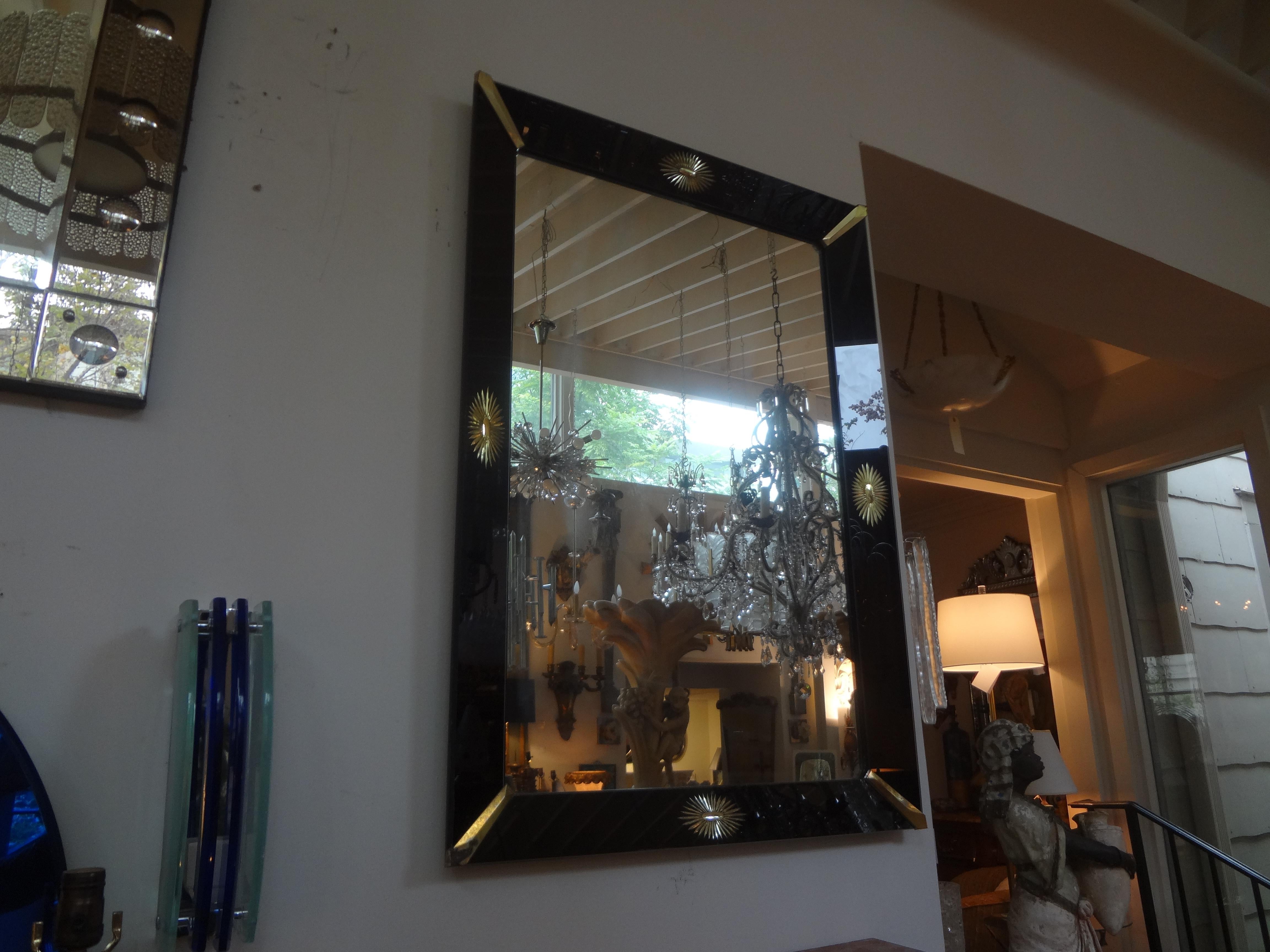 Neoclassical Style Black Venetian Mirror with Gilt Stars 2