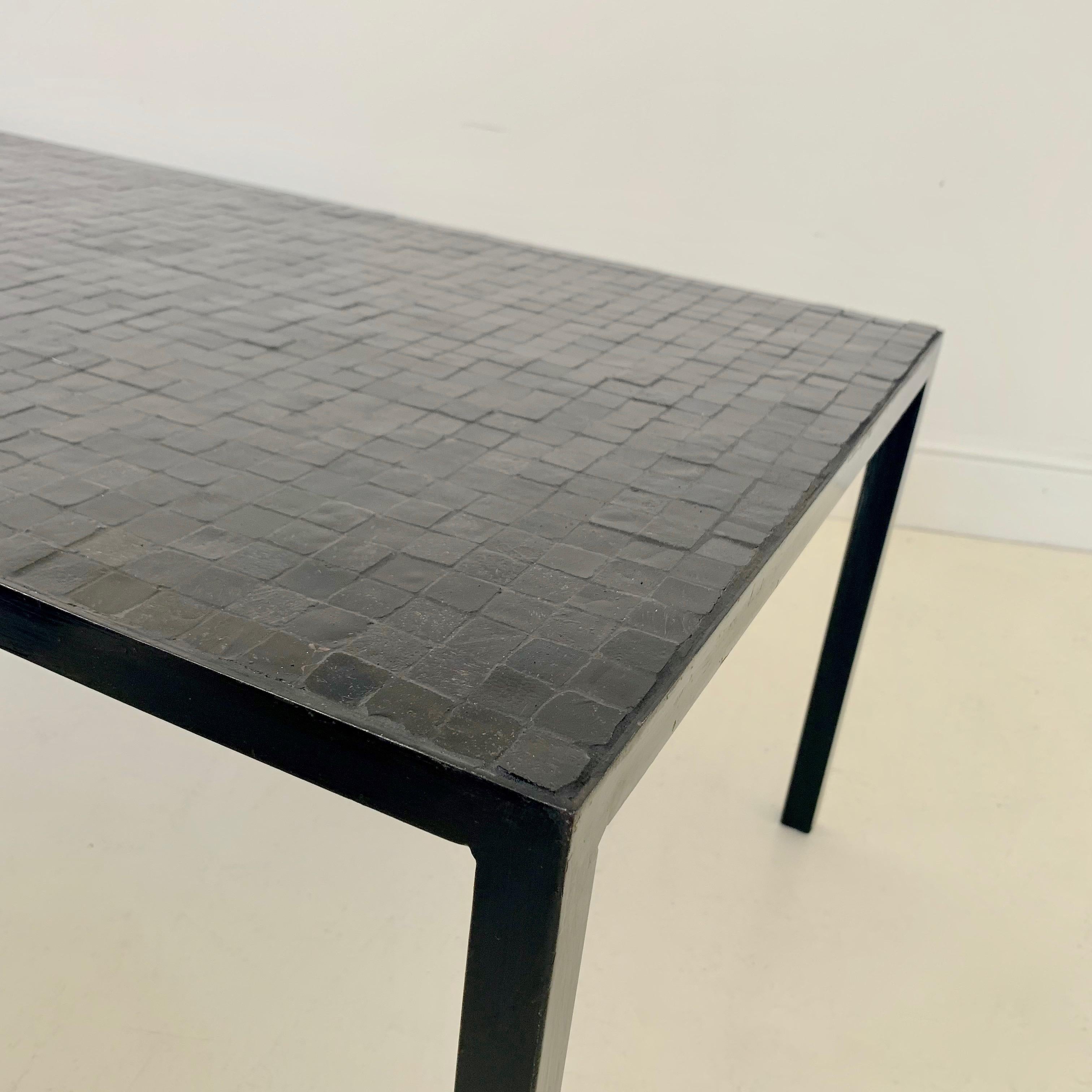 Black Mosaic Coffee Table by Berthold Muller, circa 1960, Germany. For Sale 5