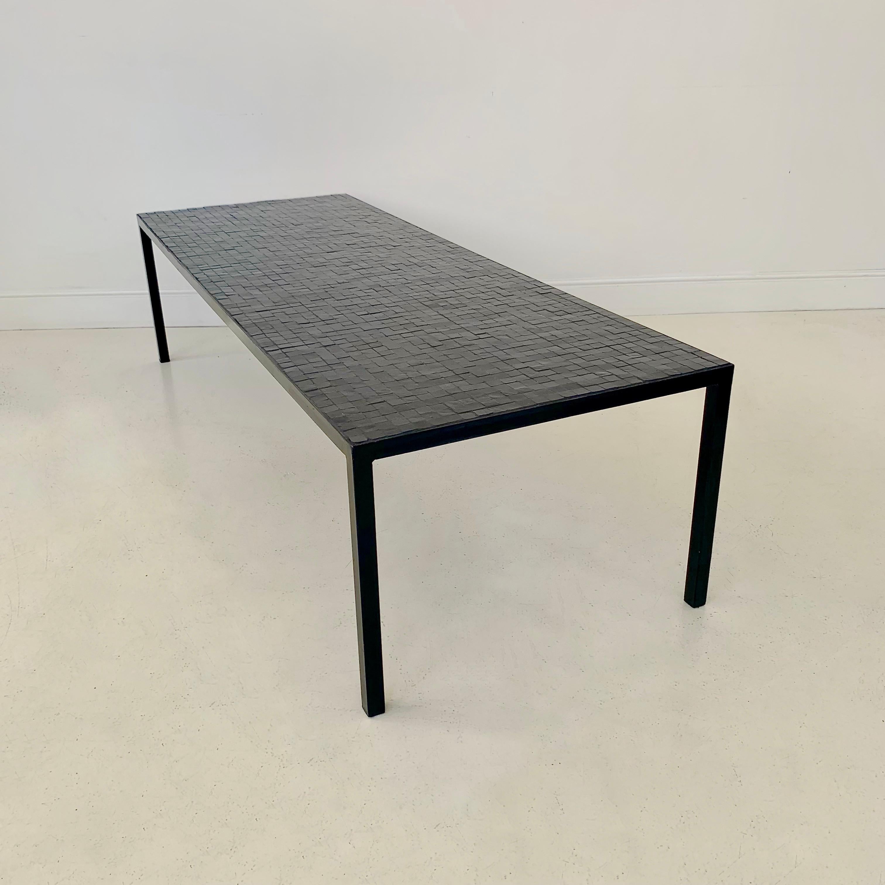 Black Mosaic Coffee Table by Berthold Muller, circa 1960, Germany. For Sale 9