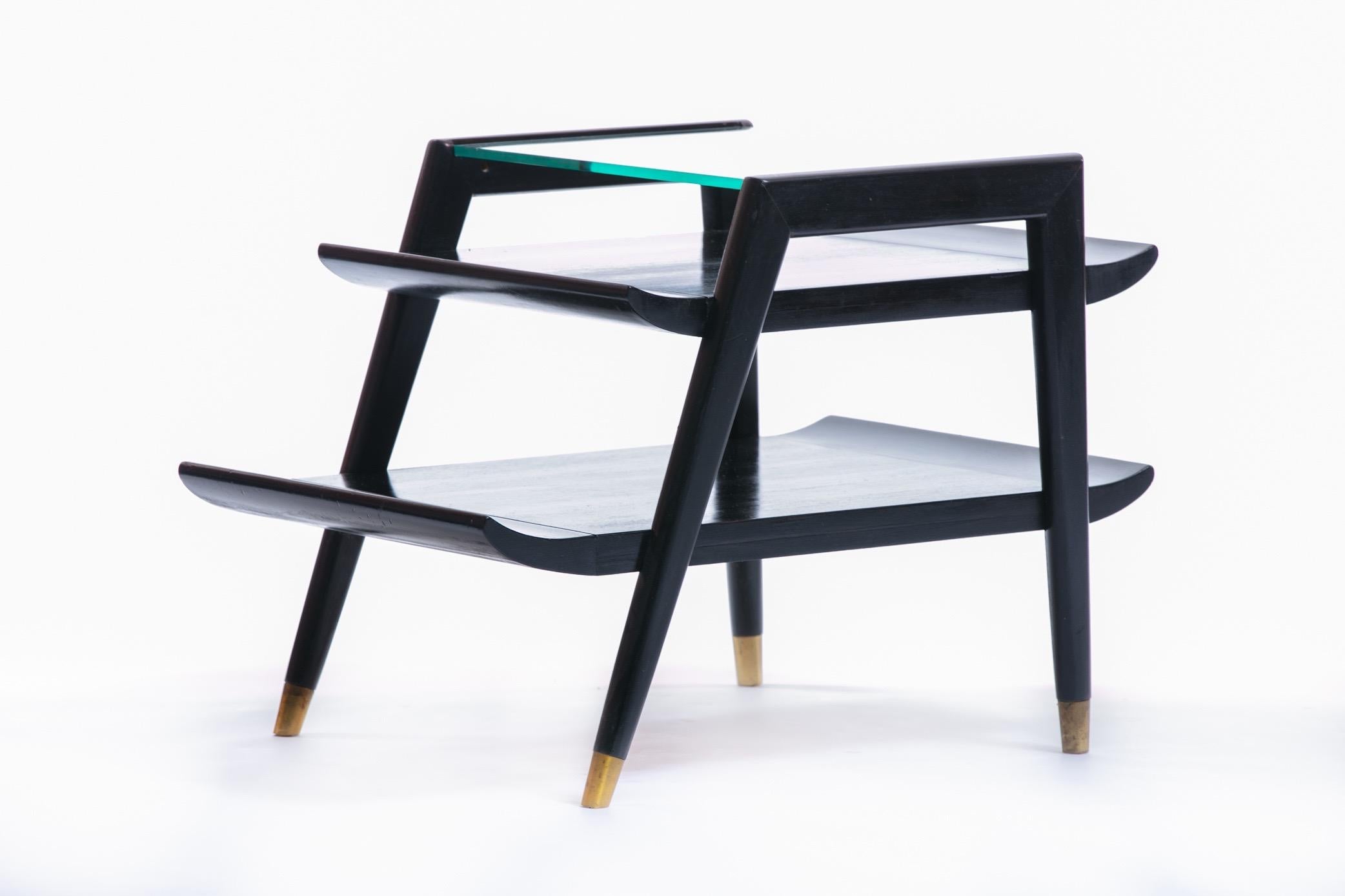 Midcentury Black Pagoda End Tables Attributed to John Keal for Brown Saltman 4