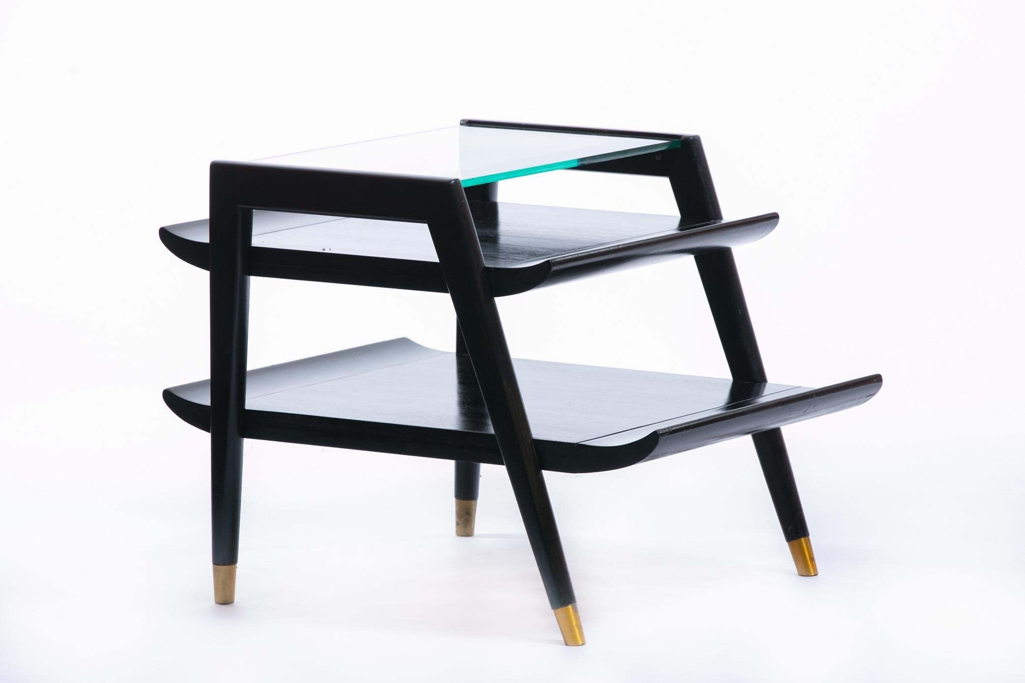 Midcentury Black Pagoda End Tables Attributed to John Keal for Brown Saltman 5
