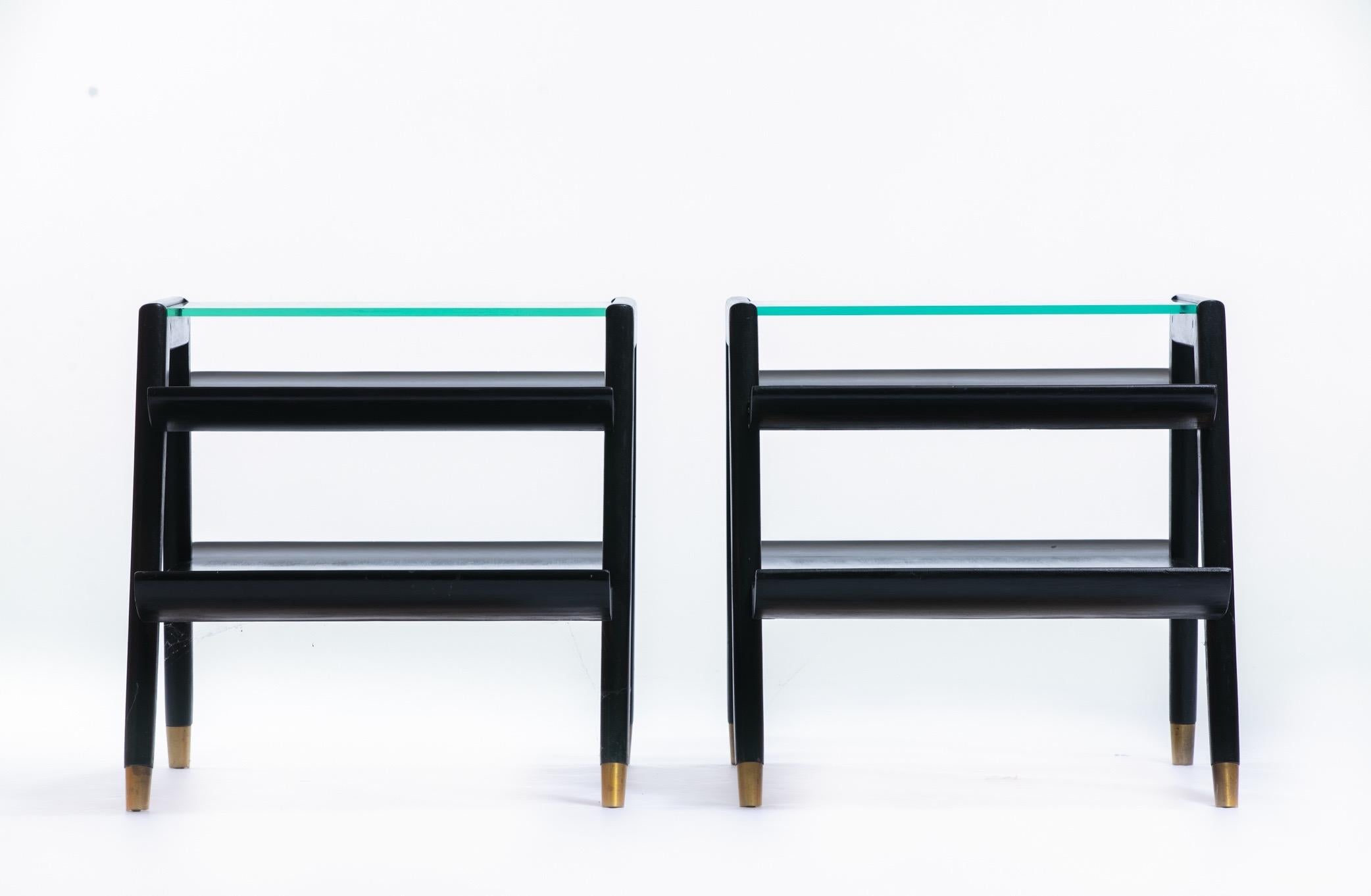 Mid-Century Modern Midcentury Black Pagoda End Tables Attributed to John Keal for Brown Saltman