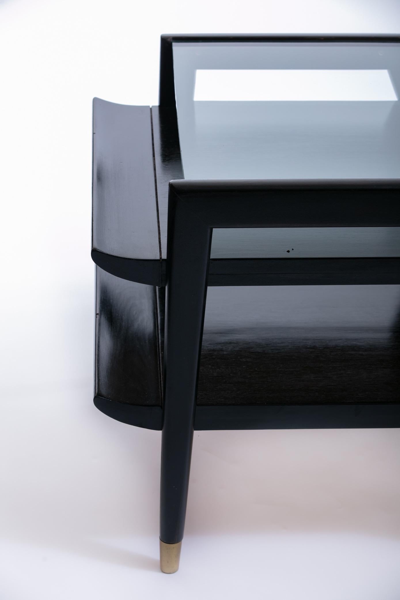 Mid-20th Century Midcentury Black Pagoda End Tables Attributed to John Keal for Brown Saltman
