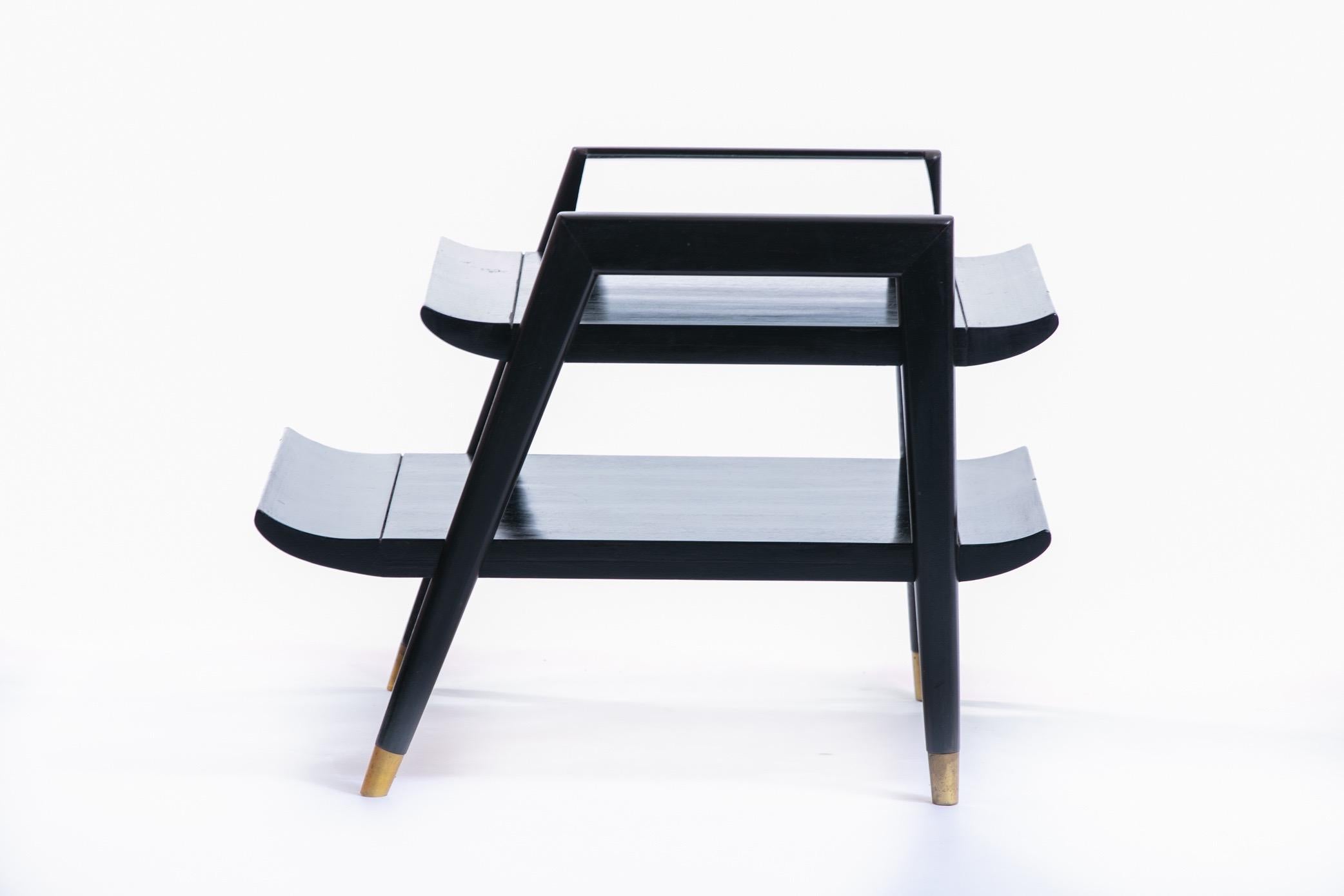 Midcentury Black Pagoda End Tables Attributed to John Keal for Brown Saltman 2