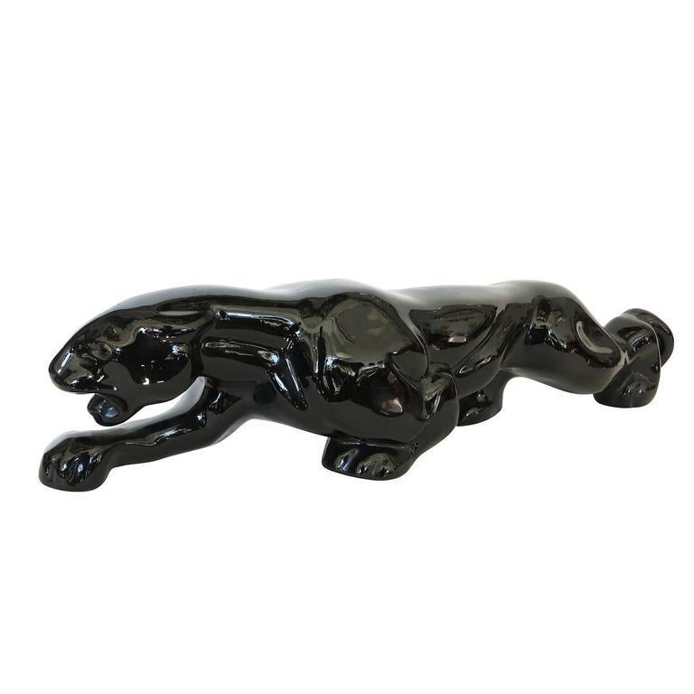 American Mid-Century Black Panther Art Pottery Lamp , Saturday Sale