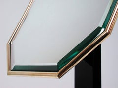 Midcentury Black Plexi Glass and Brass Table Mirror by Chanel, 1960s
