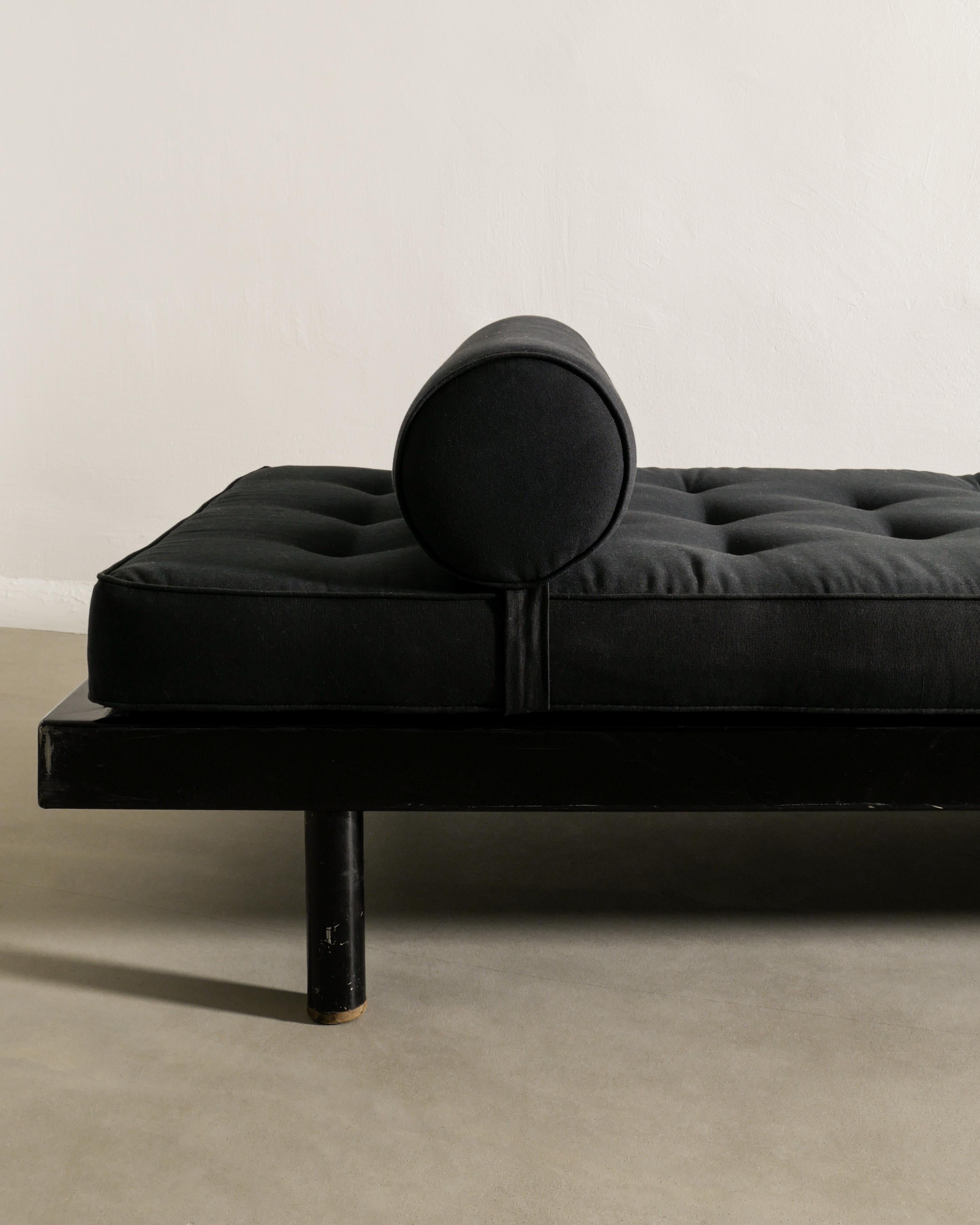 Mid-Century Modern Mid Century Black S.C.A.L Daybed by Jean Prouvé Produced in France, 1950s For Sale