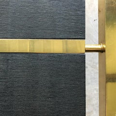 Black and Brass Mid Century Rectangular Shagreen or Leather Coffee Table