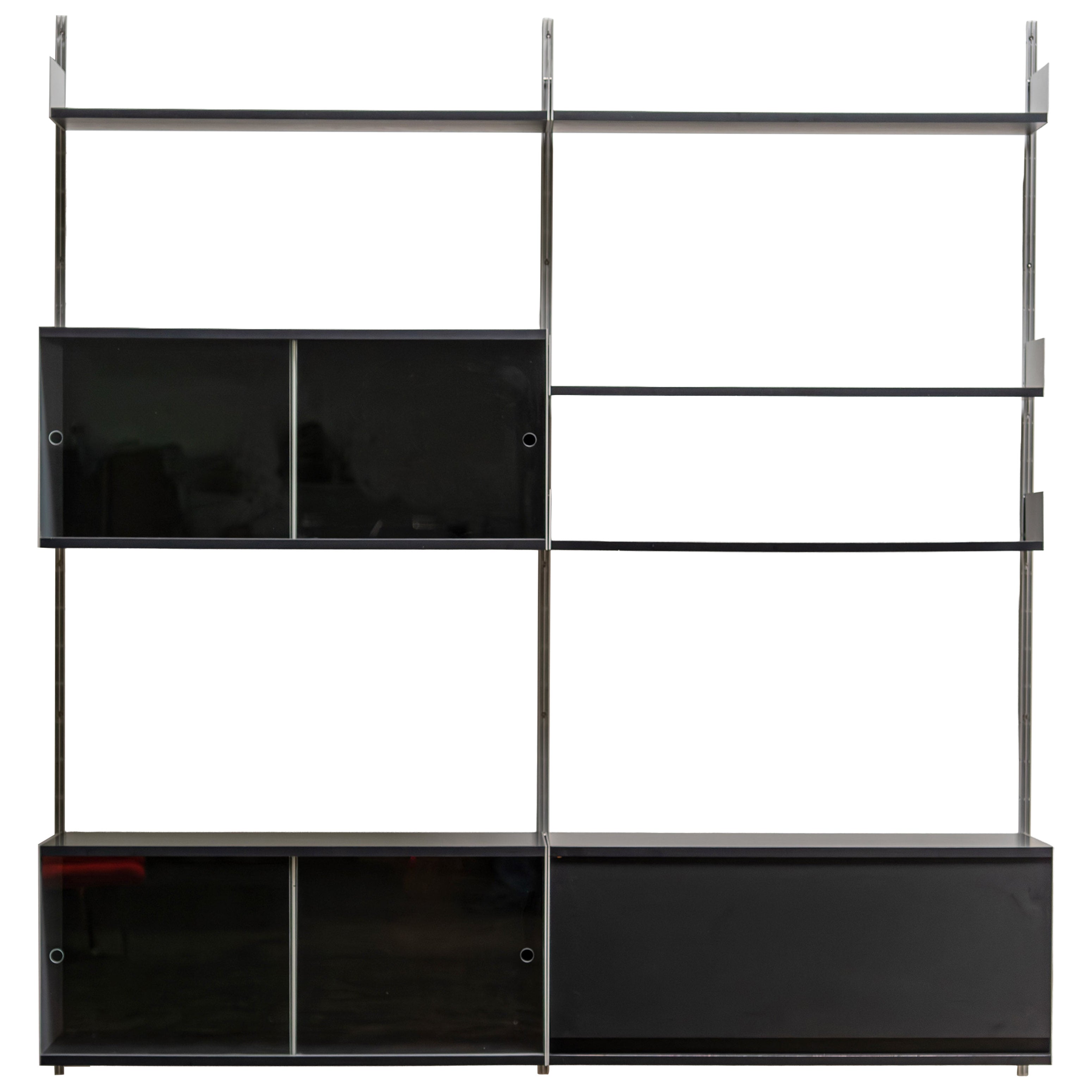 Sistema di scaffali neri di metà secolo 2 di Dieter Rams Vitsoe, Model 606, anni '60
