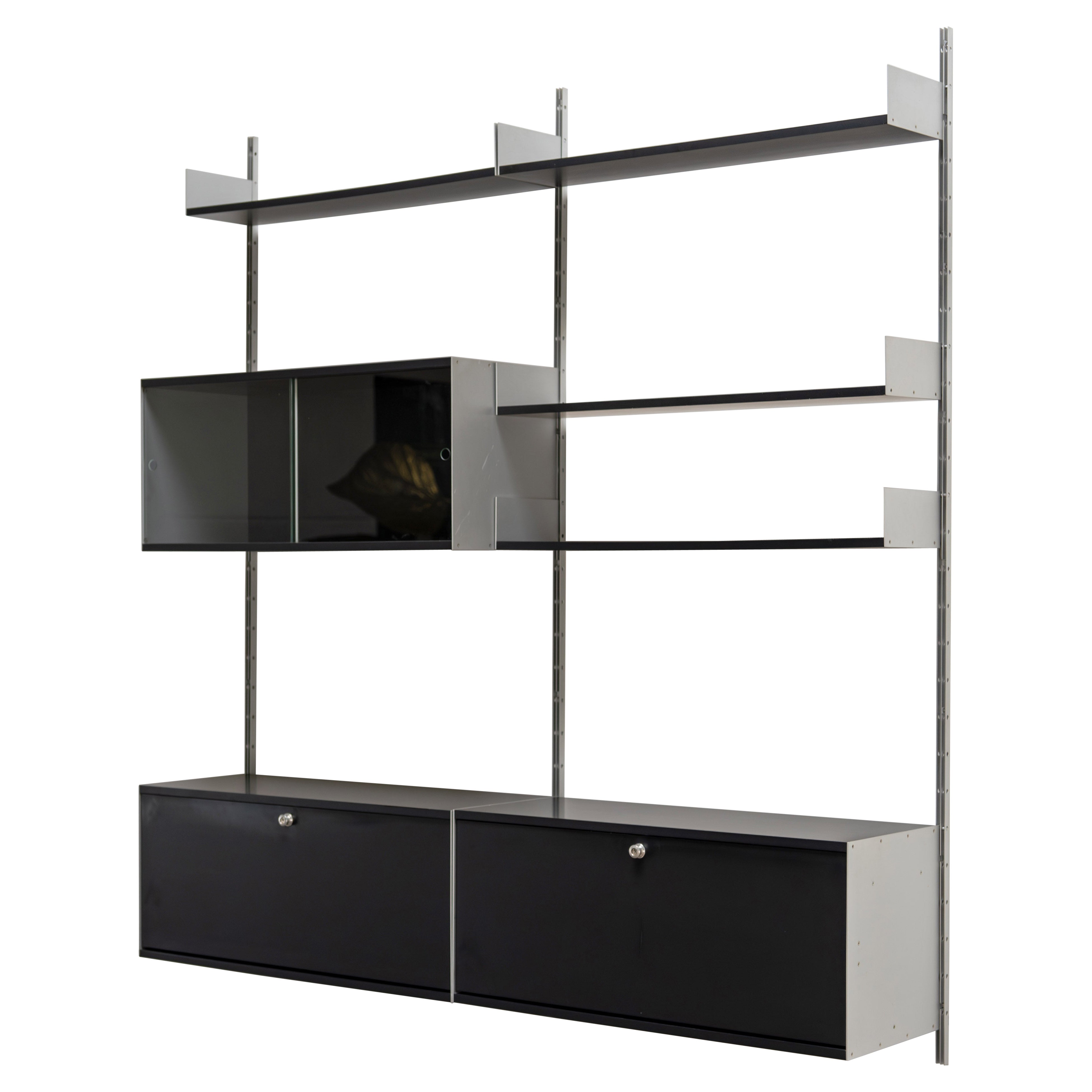Sistema di scaffali neri di metà secolo di Dieter Rams Vitsoe, Model 606, anni '60