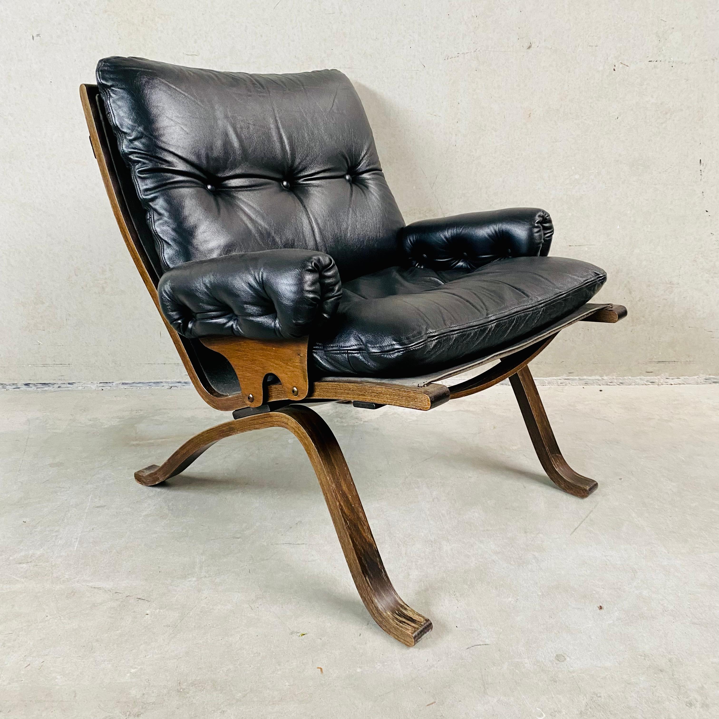 Chaise longue Siesta noire du milieu du siècle par Ingmar Relling pour Westnofa, Norvège 196 en vente 1