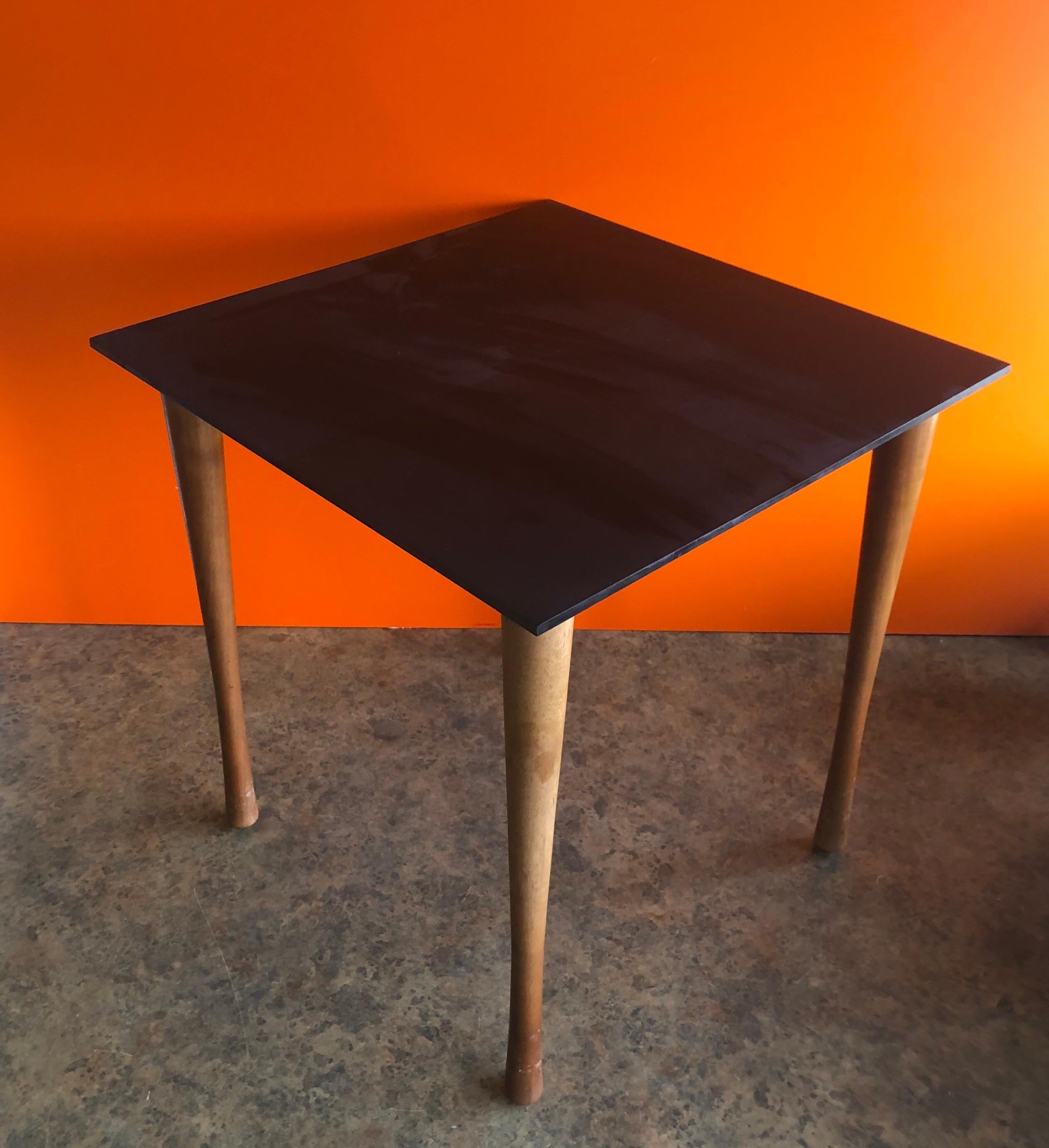 Mid-Century Modern Midcentury Black Slate and Walnut Side Table by Harpswell House