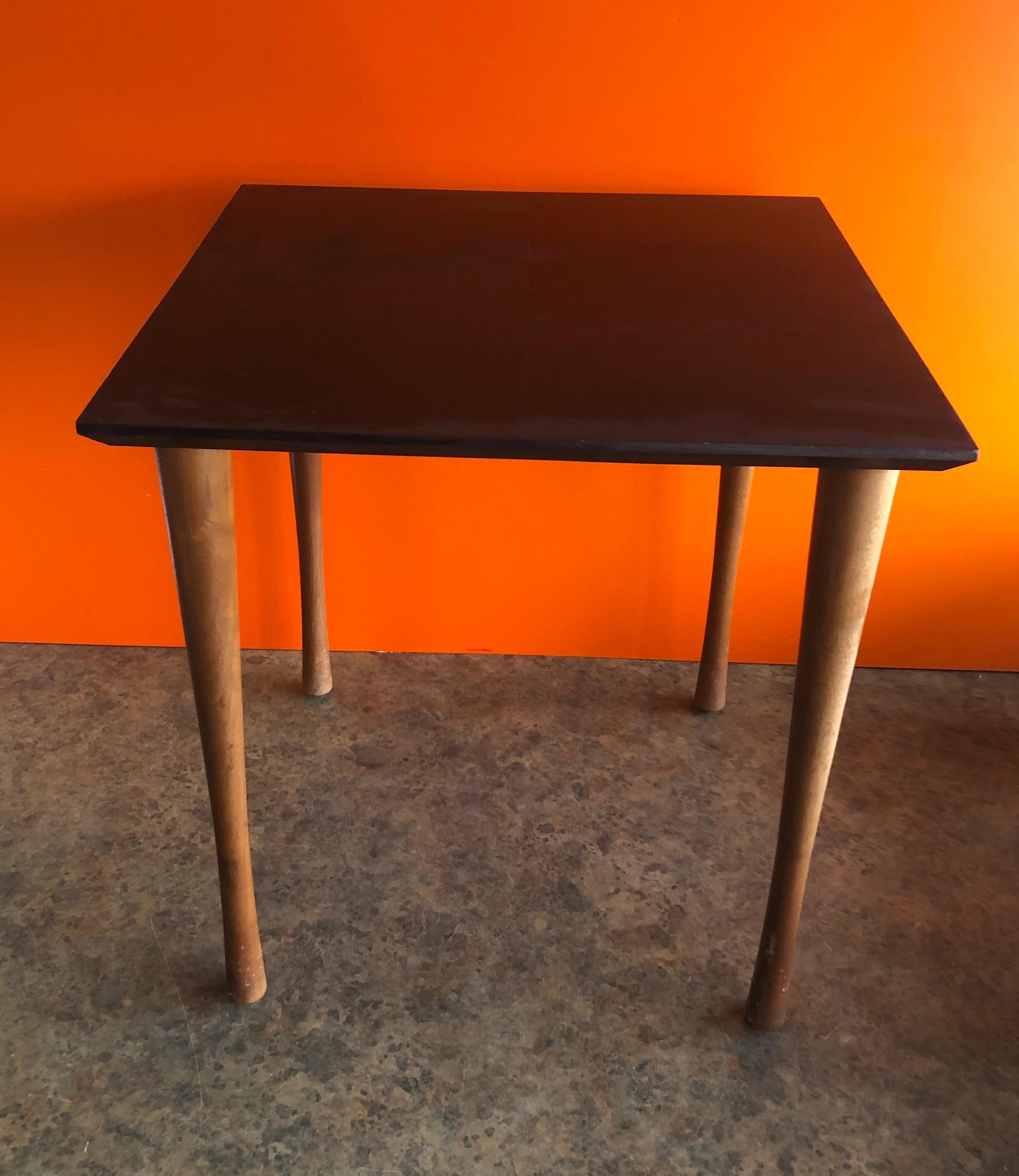 American Midcentury Black Slate and Walnut Side Table by Harpswell House
