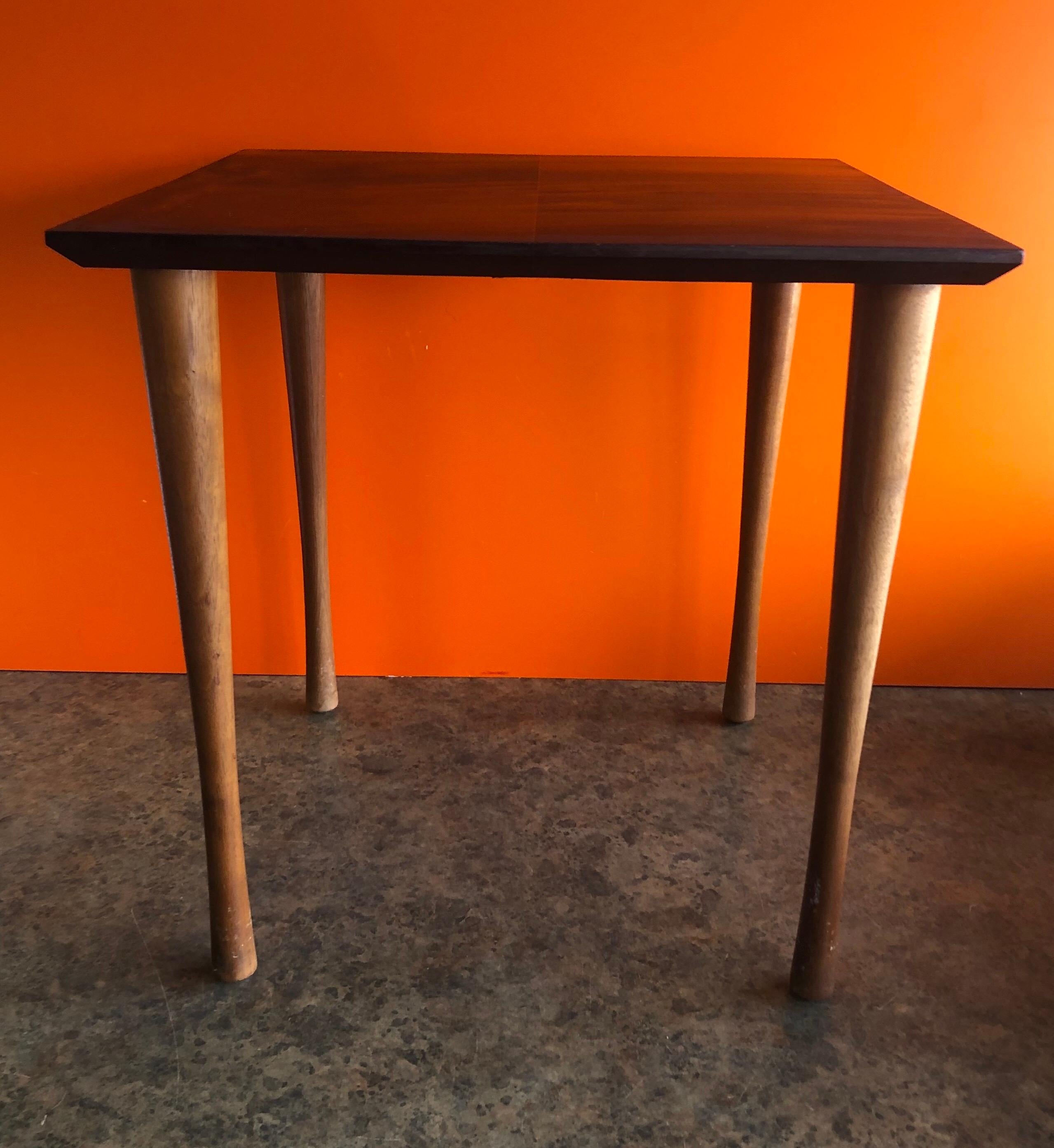 Midcentury Black Slate and Walnut Side Table by Harpswell House In Good Condition In San Diego, CA