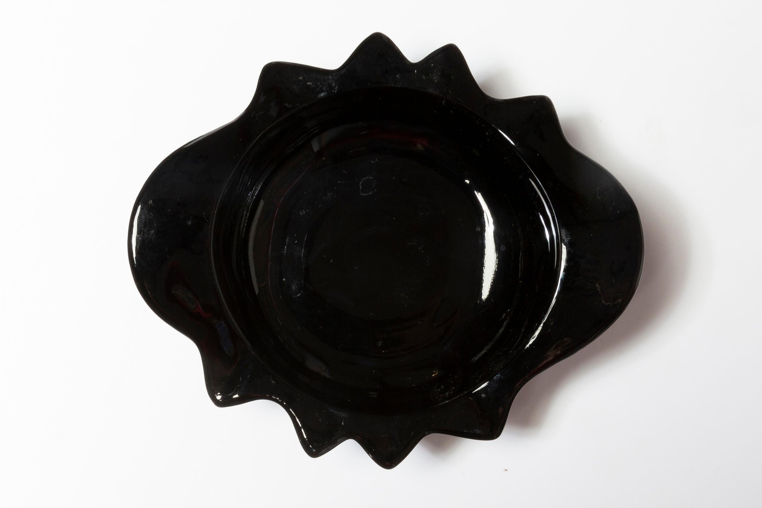 Mid Century Black Small Glass Bowl Ashtray Element, Italy, 1970s In Good Condition For Sale In 05-080 Hornowek, PL