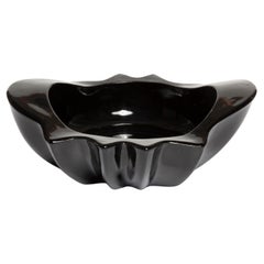 Mid Century Black Small Glass Bowl Ashtray Element, Italy, 1970s