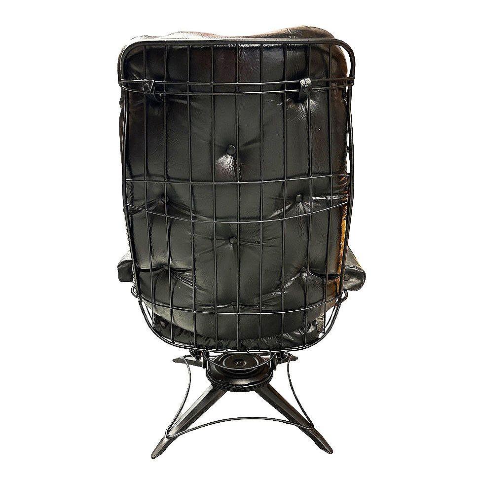 Sillón giratorio de hierro negro de mediados de siglo con otomana by Homecrest Hierro en venta