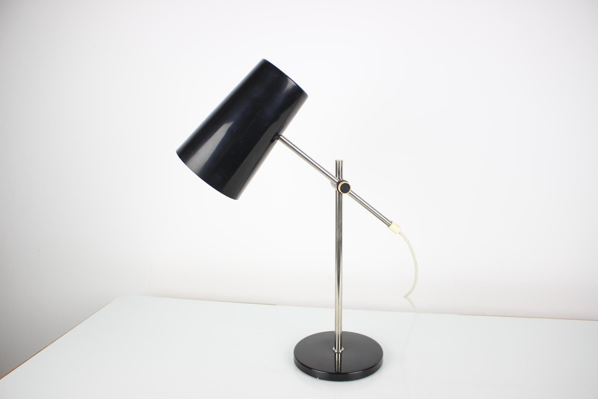 Czech Mid-Century Black Table Lamp, 1970's For Sale