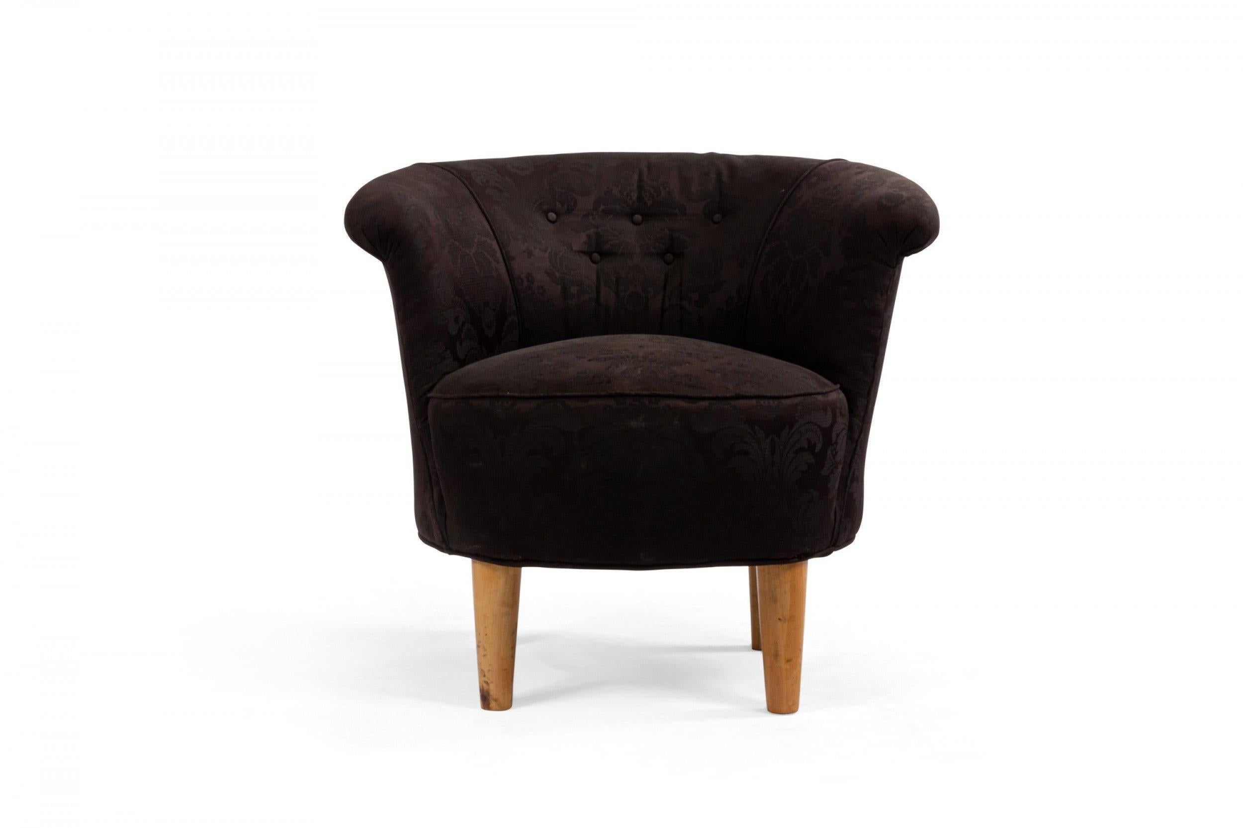 Mid-Century Modern Mid-Century Black Upholstered Tub Chair For Sale