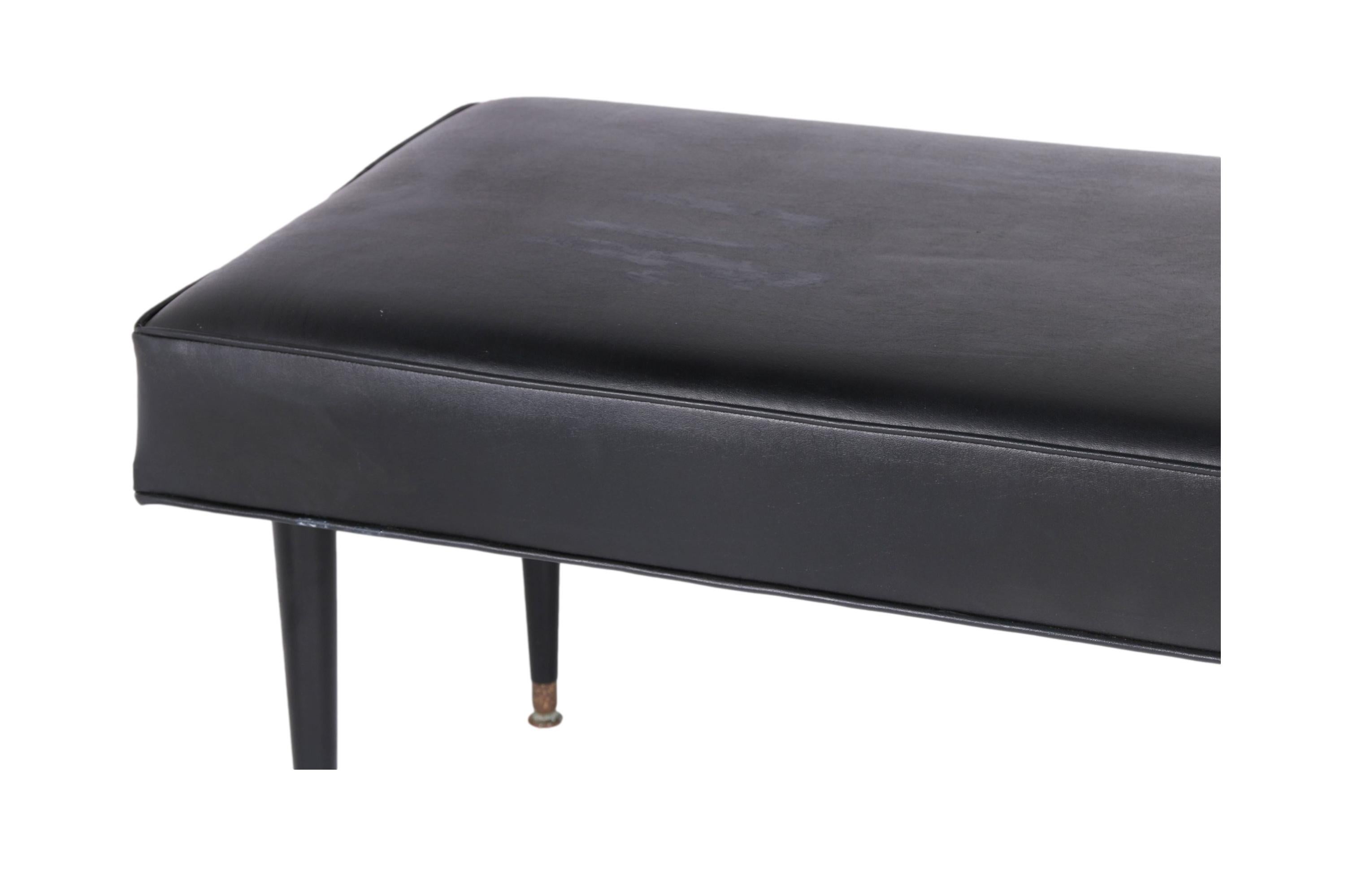 Mid-Century Modern Mid Century Black Upholstery Long Bench 