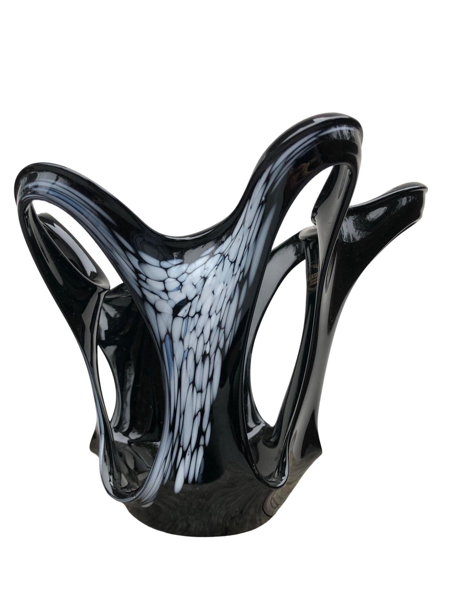 Polish Mid-Century Black Vase in Organic Shape, Europe, 1960s For Sale