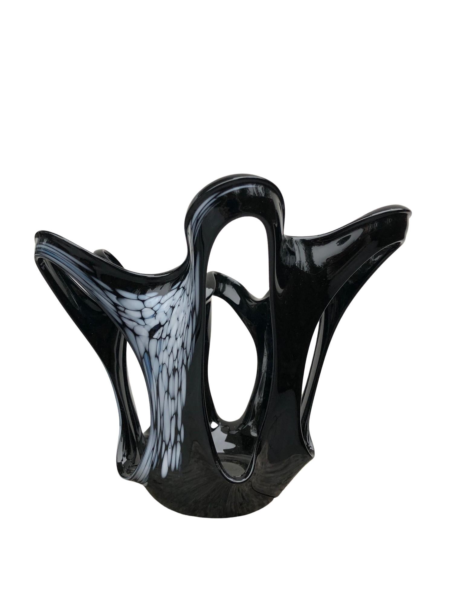 Hand-Crafted Mid-Century Black Vase in Organic Shape, Europe, 1960s For Sale
