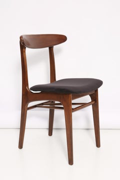 Sedia in velluto nero di metà secolo, Rajmund Halas, Polonia, anni '60