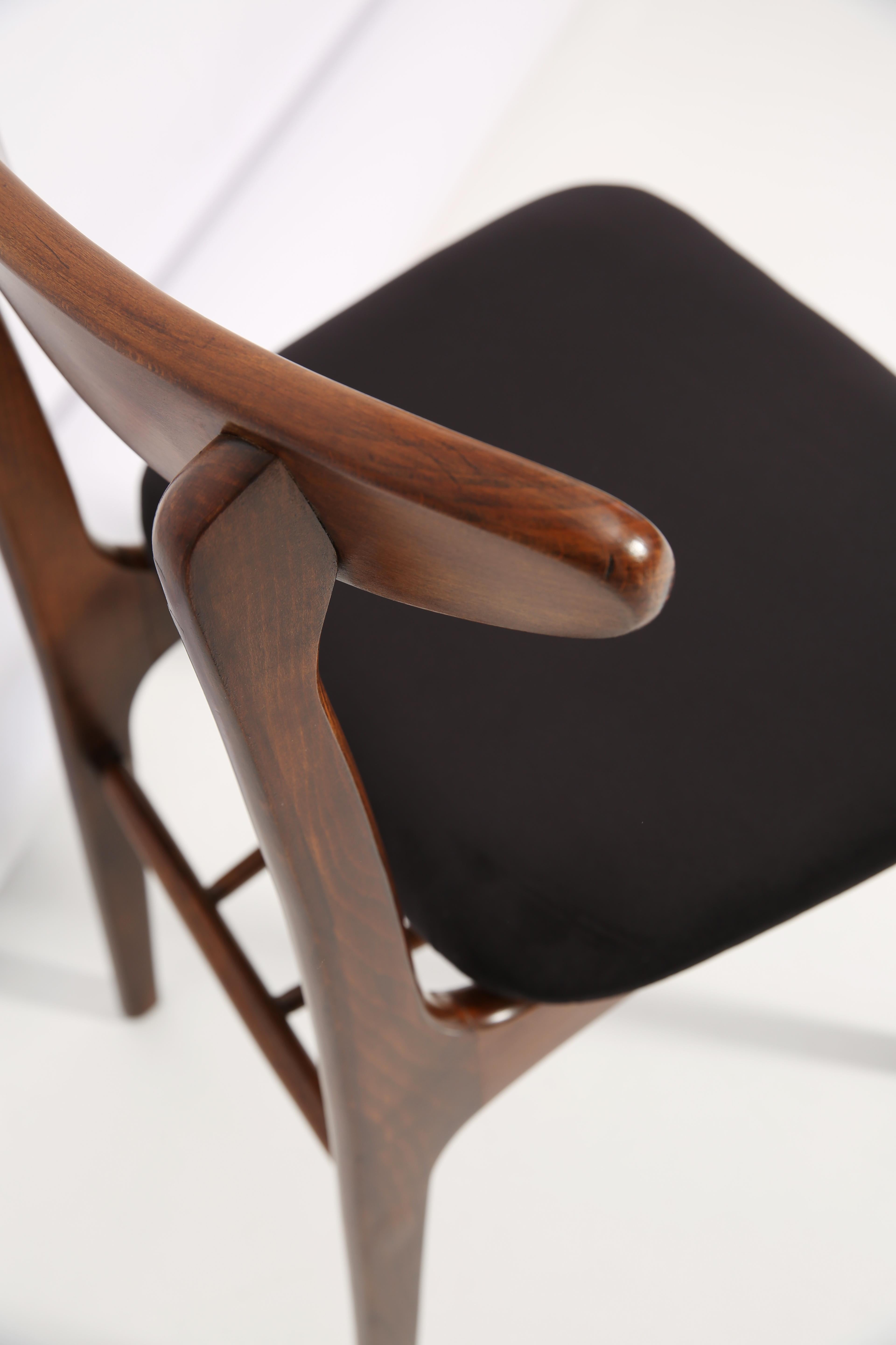 Mid-Century Modern Mid Century Black Velvet Chair, Rajmund Halas, Poland, 1960s For Sale