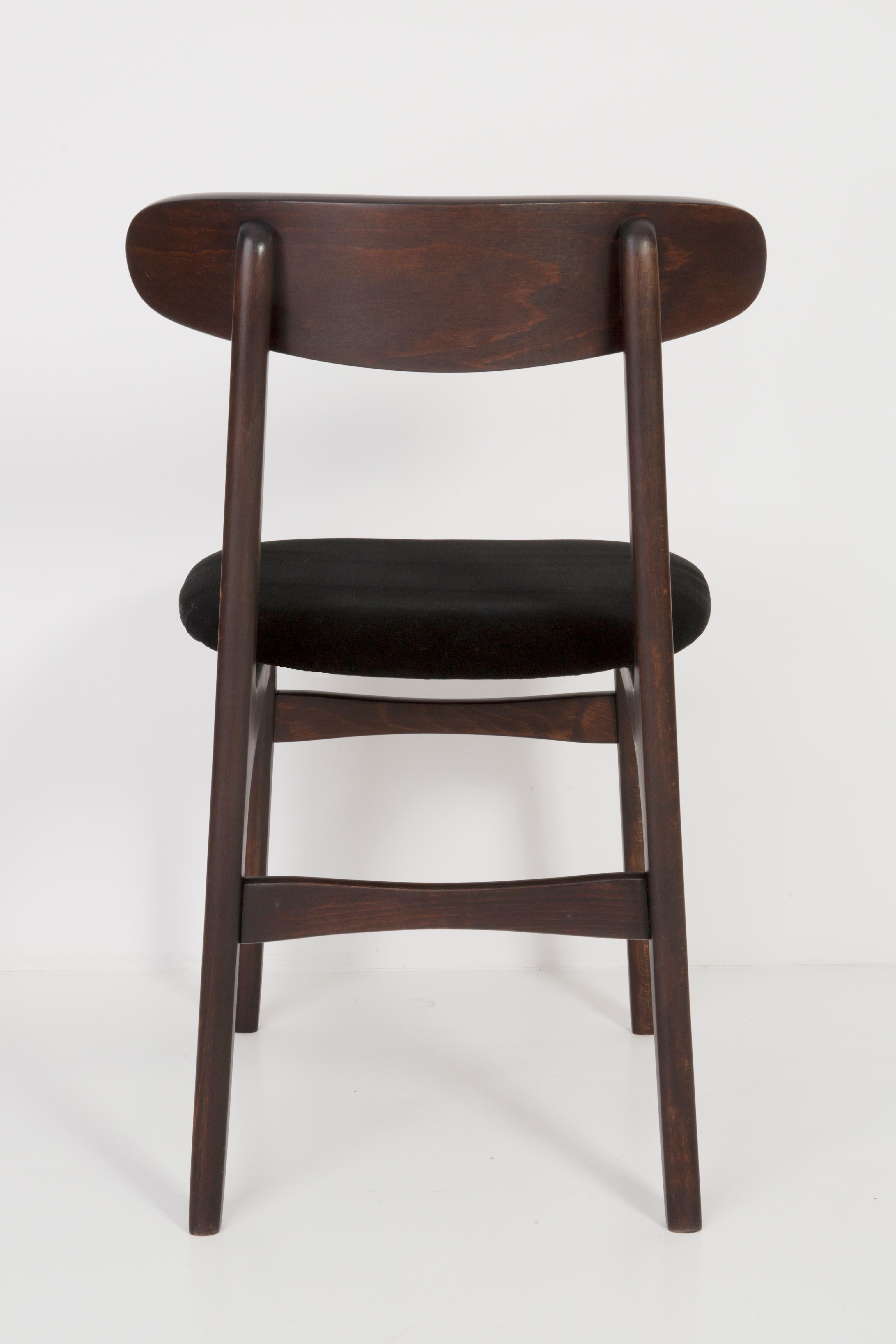 Polish Mid Century Black Velvet Chair, Rajmund Halas, Poland, 1960s For Sale