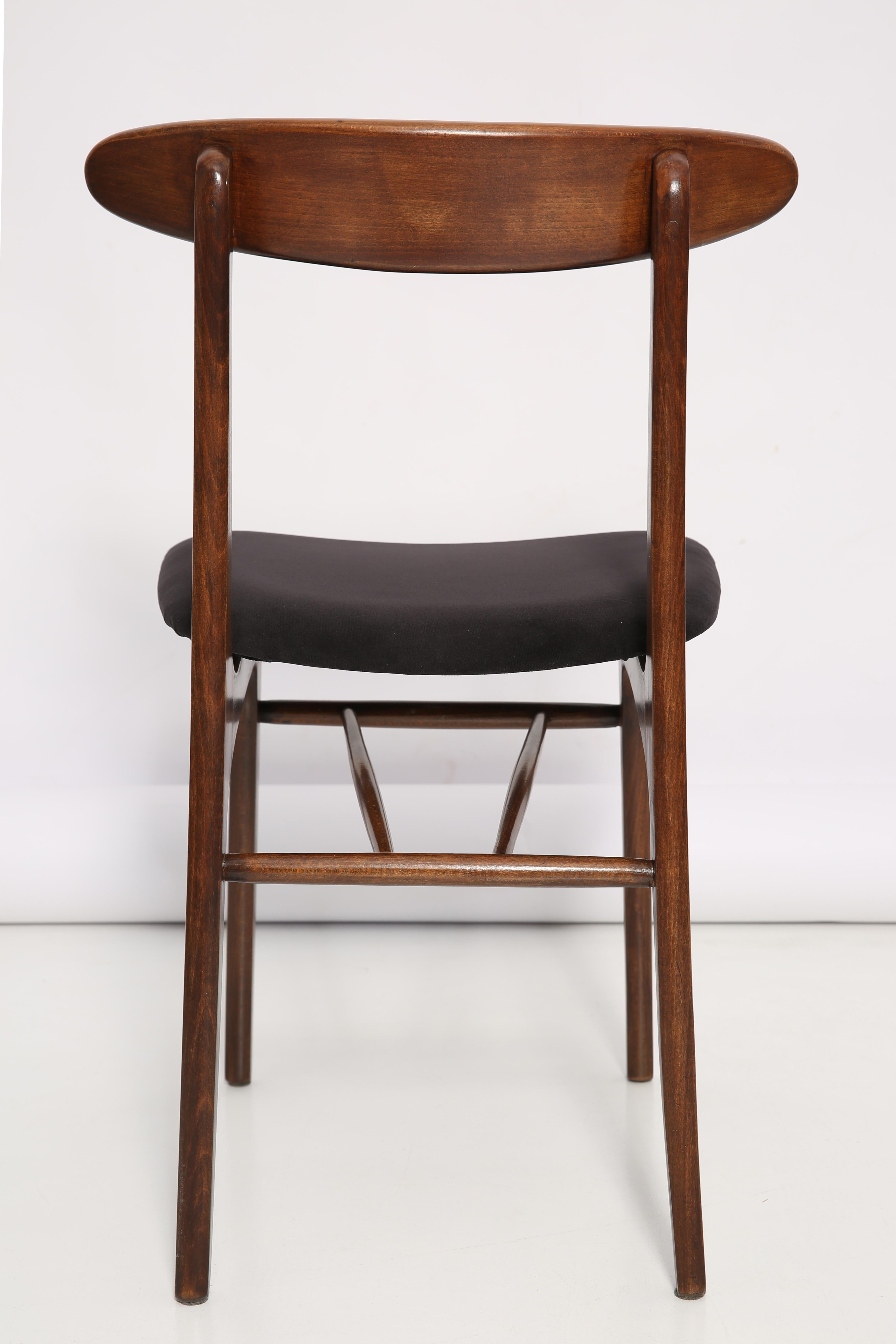 Polish Mid Century Black Velvet Chair, Rajmund Halas, Poland, 1960s For Sale