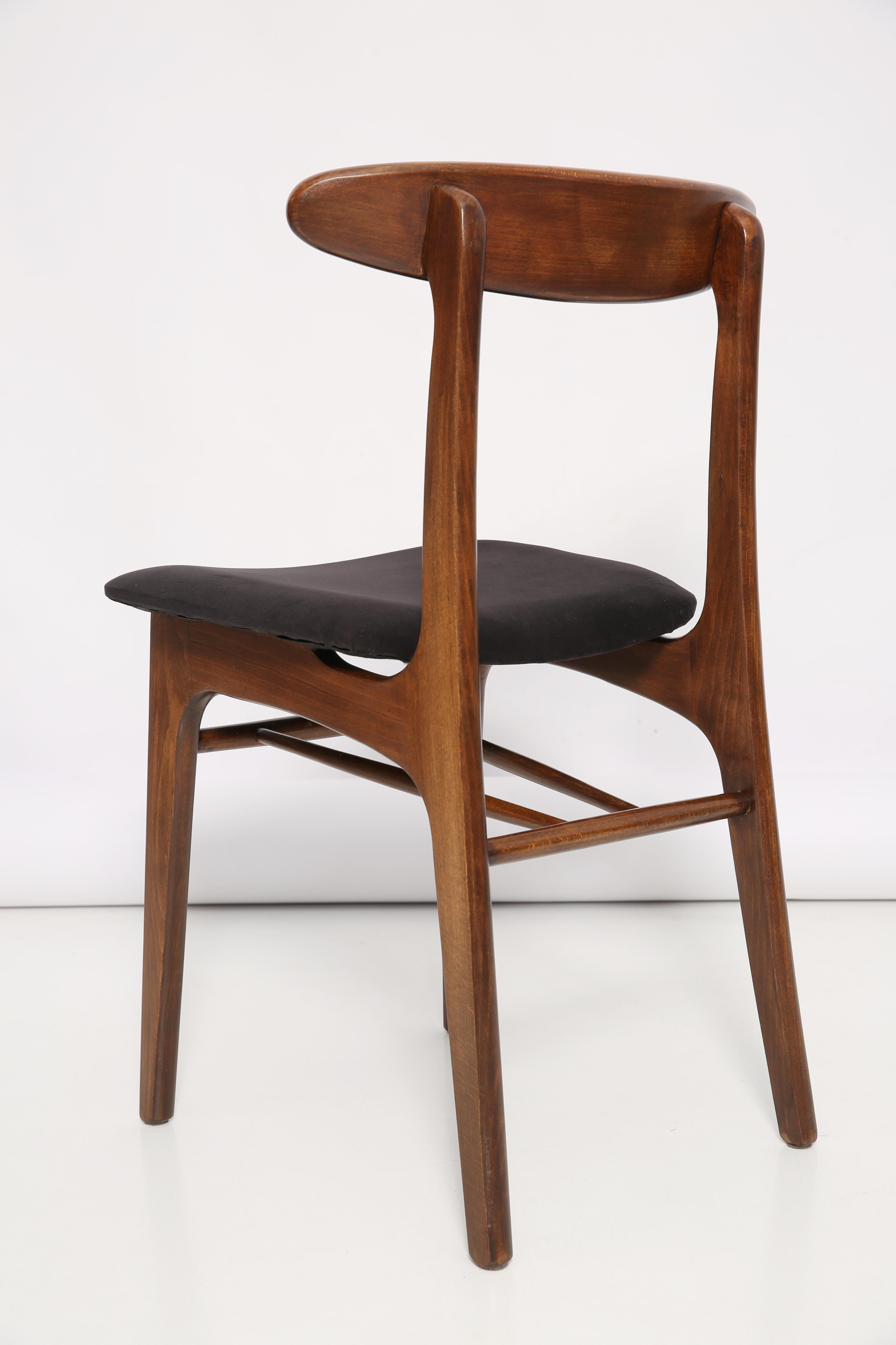Hand-Crafted Mid Century Black Velvet Chair, Rajmund Halas, Poland, 1960s For Sale