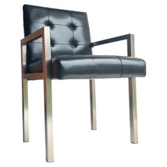 Midcentury Black Vinyl Accent Chair Minimal Retro Vintage Waiting Room Armchair