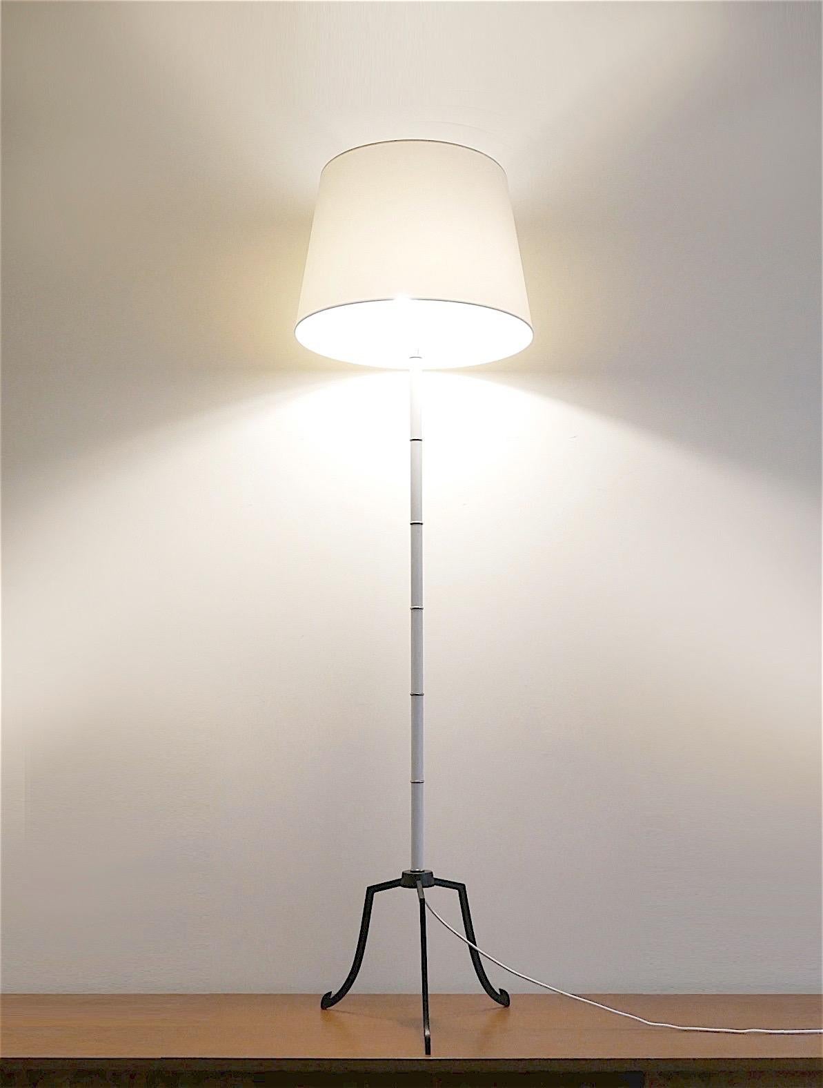 Midcentury Black and White Bamboo Style Floor Lamp For Sale 4