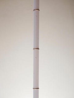 Midcentury Black and White Bamboo Style Floor Lamp