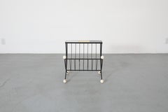 Mid-Century Multi-Colored Tiled Side Table with Black Frame and Magazine Rack