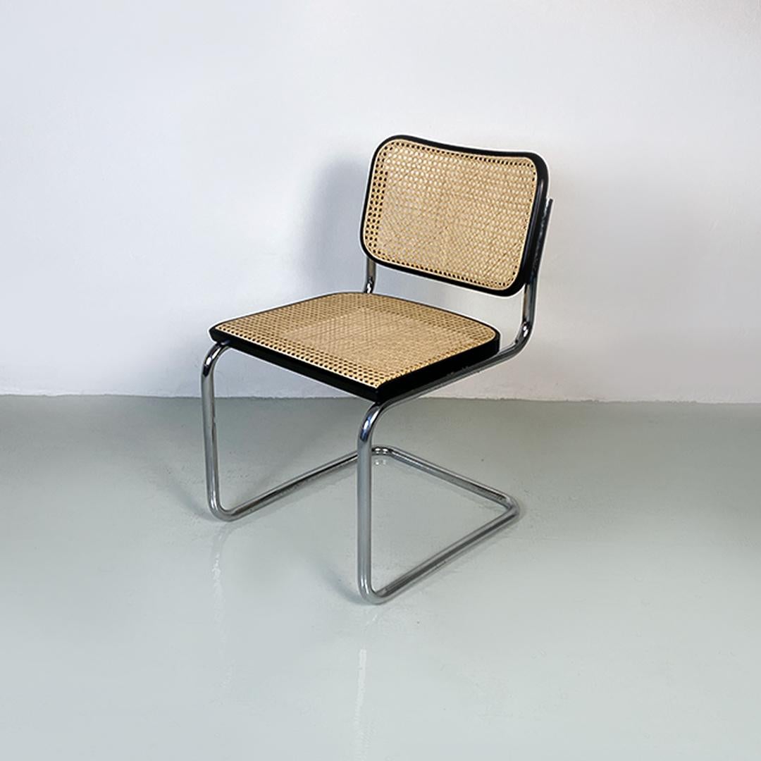 Italian Mid-Century Modern black painted and metal structure and Vienna straw seat and back original Cesca chair by Marcel Breuer for Gavina, 1960s
Cesca model chair, with structure in black painted beech and legs in chromed steel with seat and