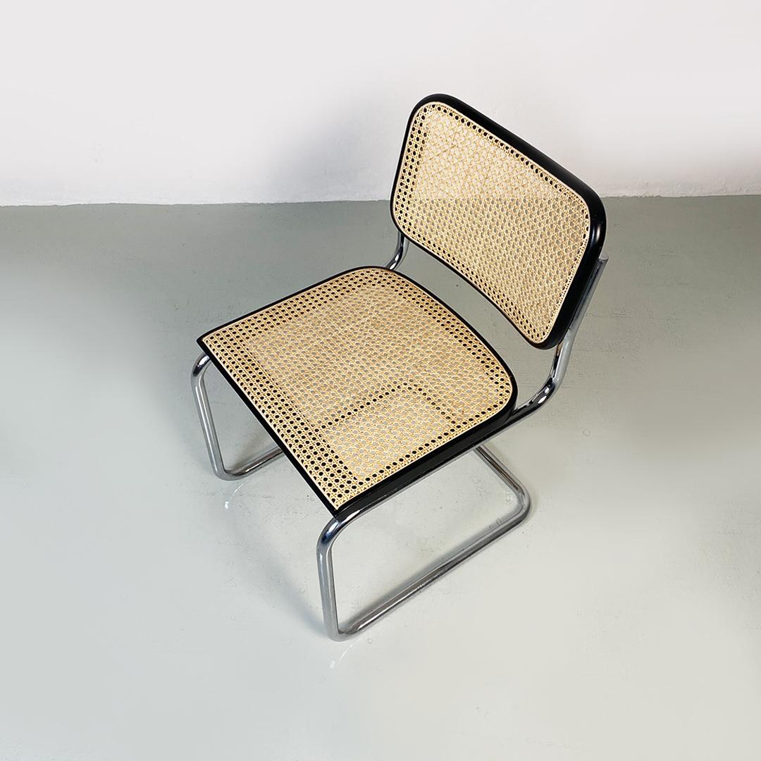 Italian Mid-Century Black Wood and Chrome Cesca Chair by Marcel Breuer for Gavina, 1970s