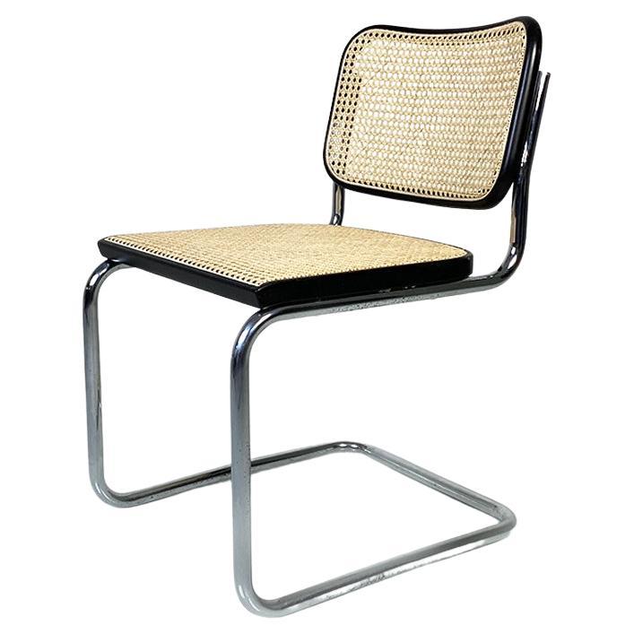 Mid-Century Black Wood and Chrome Cesca Chair by Marcel Breuer for Gavina, 1970s