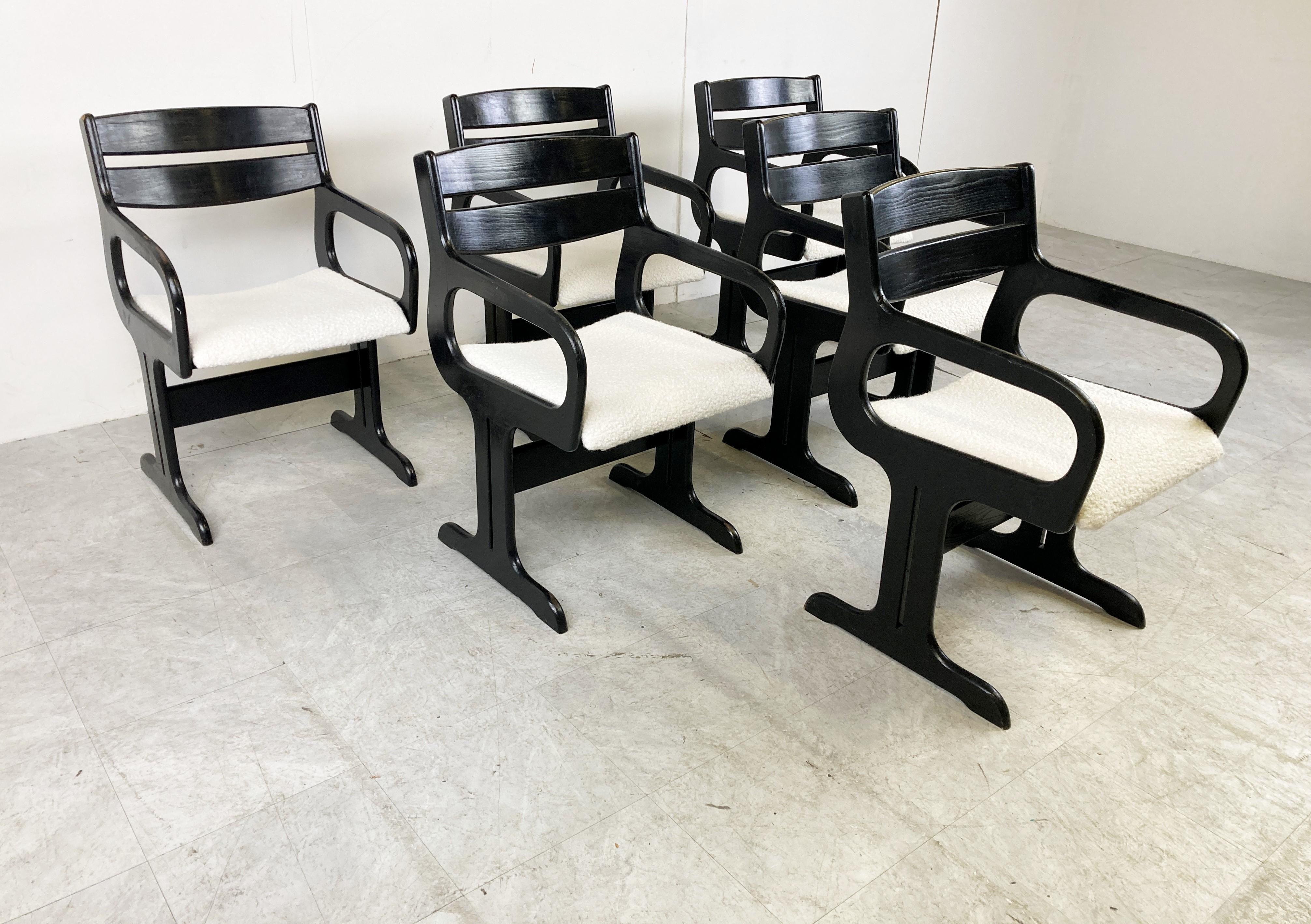 Danish Midcentury Black Wooden Dining Chairs, 1970s