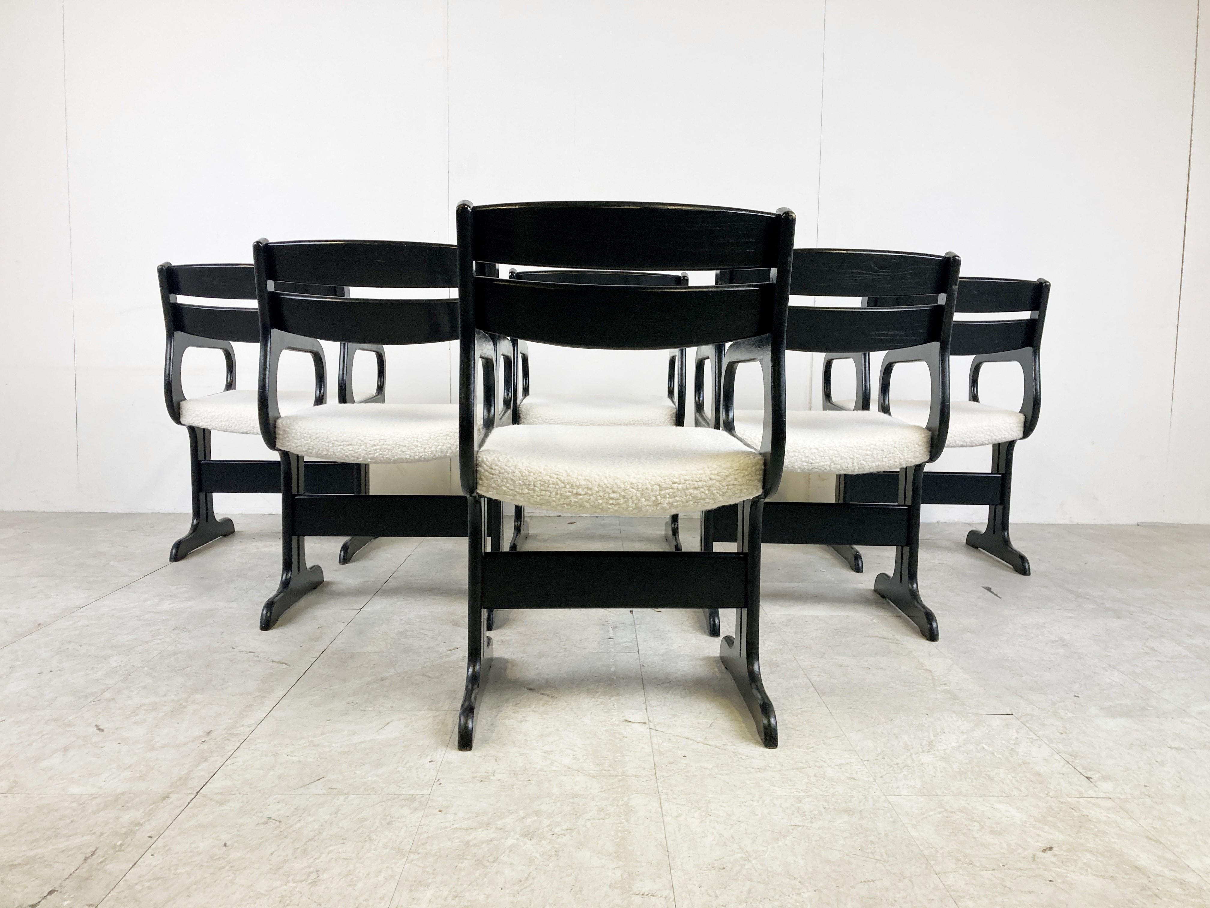 Midcentury Black Wooden Dining Chairs, 1970s 1